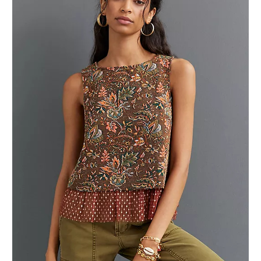 Eva Franco‎ Jacquard Tulle Sleeveless Top